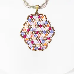 Pendant 30cm - Terence Oval-Khaki Braid - Pendant 30cm - Laiton bronze